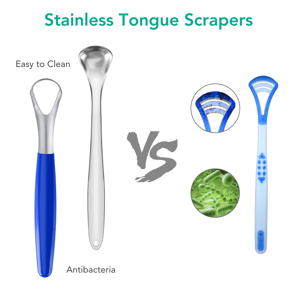 Oral Cleaning Kits Tongue Cleaner Set Stainless Steel Tongue Scraper