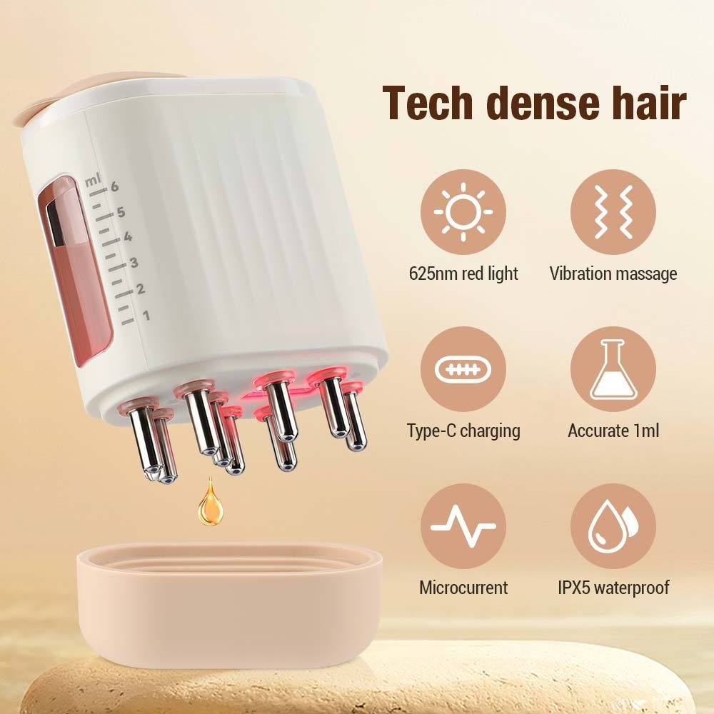 Red Light Therapy Hair Growth Oil Applicator Scalp Massager Electric EMS Micro-current Vibration Head Massage Brush