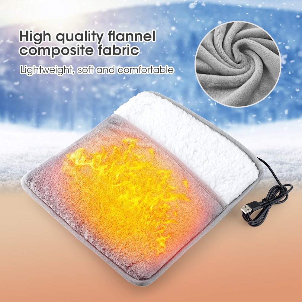 Flannel USB Electric Heating Foot Warmer for Winter Office Home