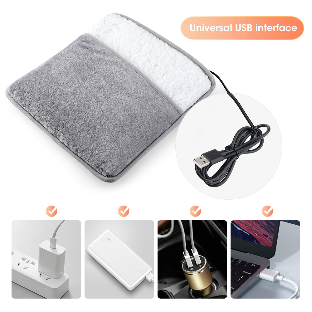 Flannel USB Electric Heating Foot Warmer for Winter Office Home