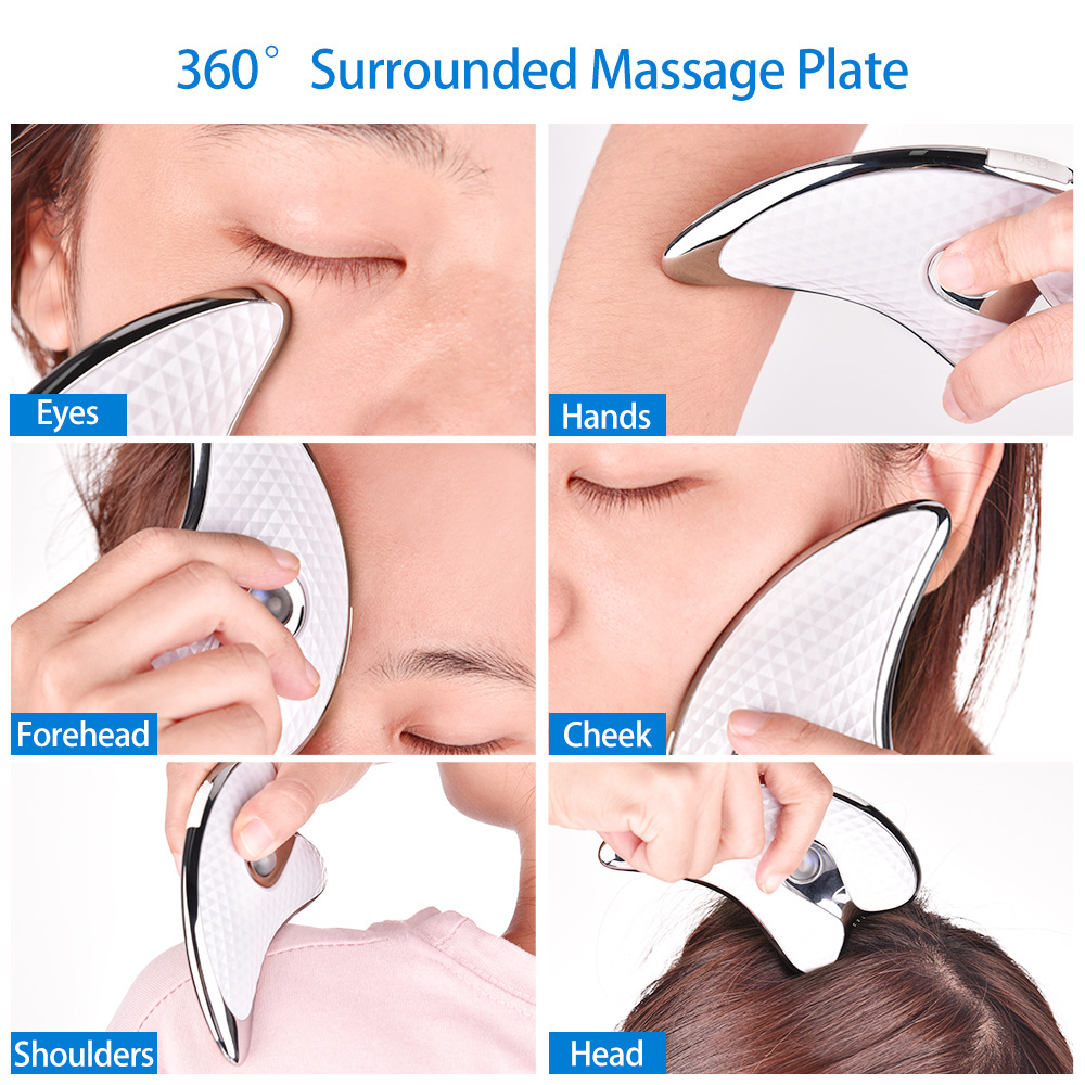 v face lifting beauty device facial slimming massager LED light heating vibrating electric gua sha scraping face massager