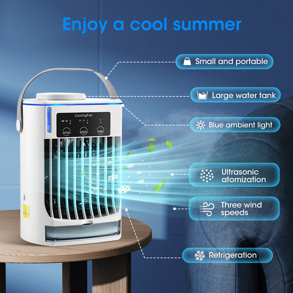 Portable Mini Cooling Air Conditioner Dehumidifier USB Charging Small Water Desktop Cooler Fan