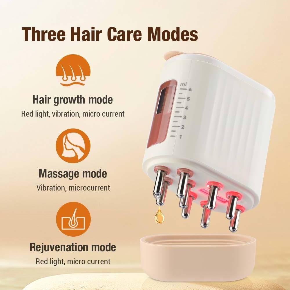 Red Light Therapy Hair Growth Oil Applicator Scalp Massager Electric EMS Micro-current Vibration Head Massage Brush