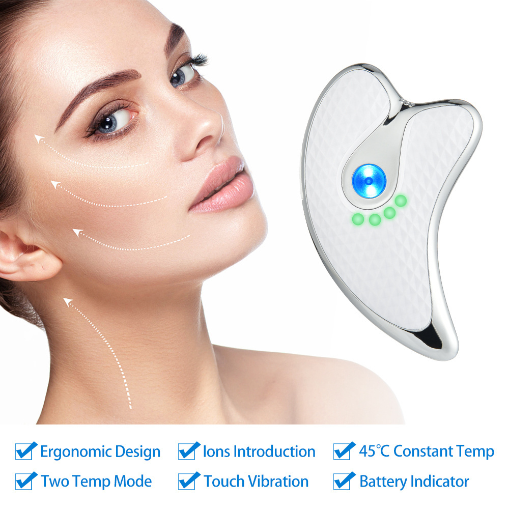 v face lifting beauty device facial slimming massager LED light heating vibrating electric gua sha scraping face massager