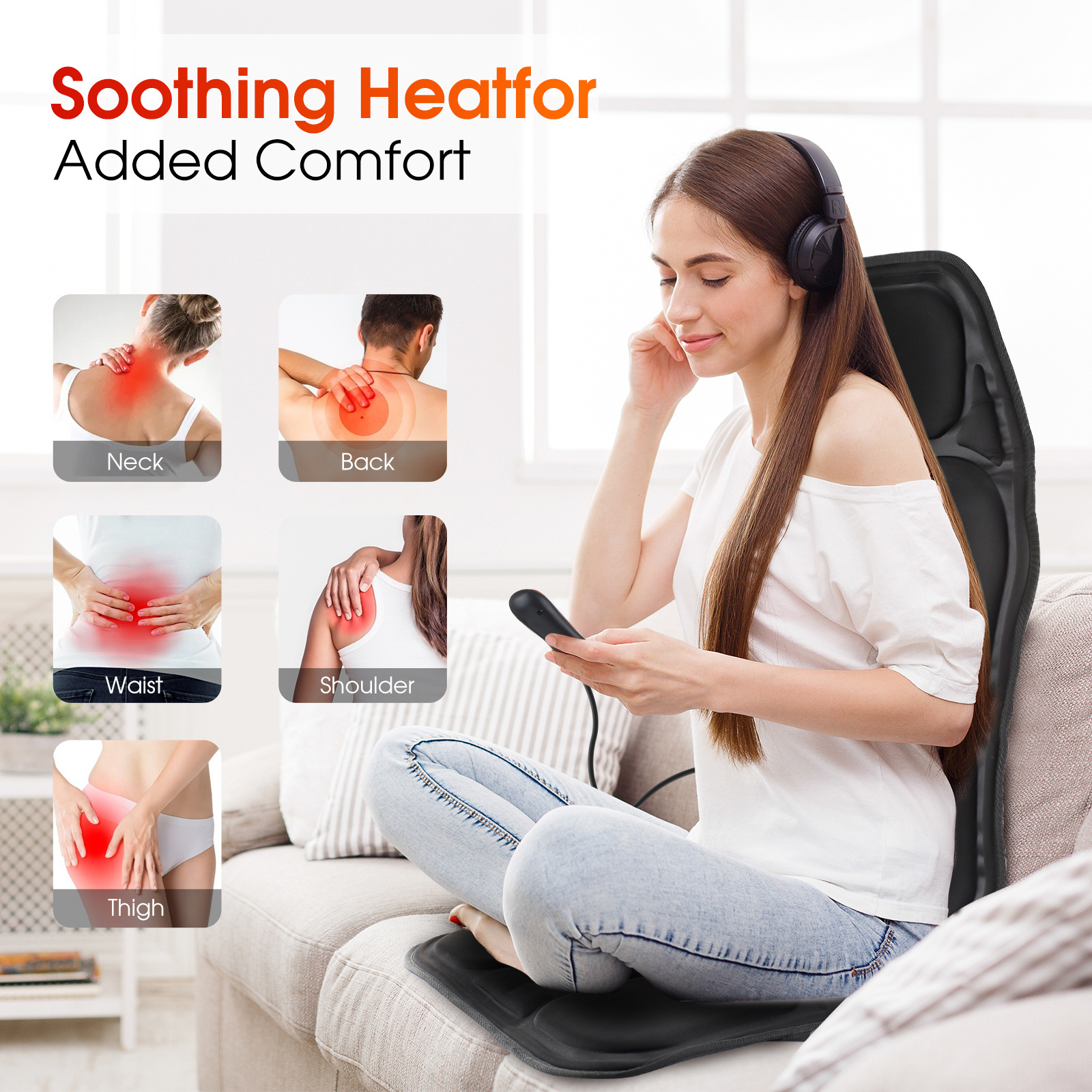 Home Car Office Relax Heating Vibration Back Massager Electric Full Body Seat Pad Massage Chair Cushion