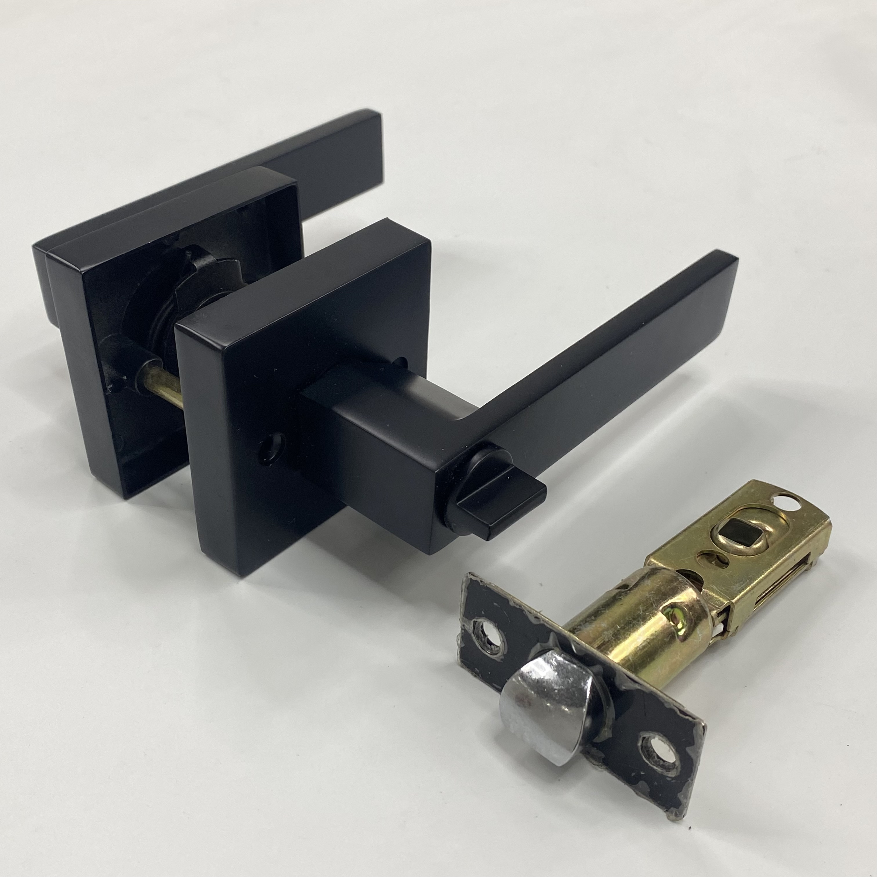 Hotel Glass Locks  Square  Stainless Steel Matte Black Door Lock Handles Glass Locks