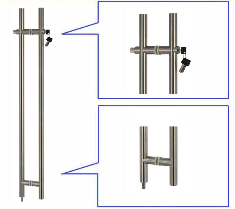 Black Door Handle Pull Handle for Entrance Door Glass  Handle Lock