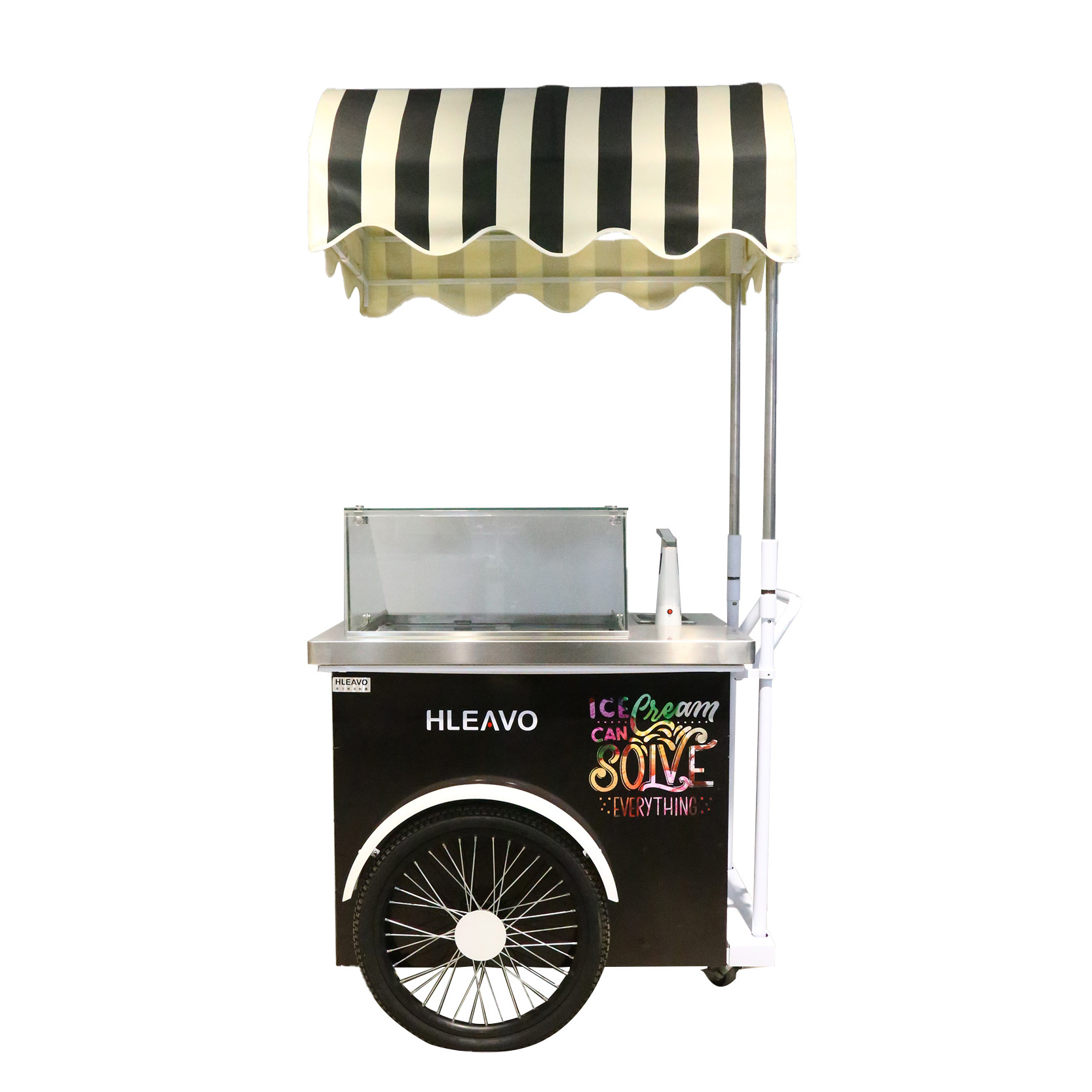 italian outdoor gelato cart Ice cream freezer display bike cart mobile push ice cream cart with freezer