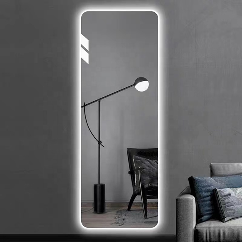 Metal inline mirror custom full body large long bedroom standing full length floor to ceiling wall mirror