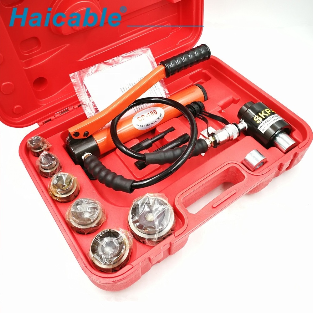 Portable Hydraulic Hole Punch Tool Kit SKP-8 Hand Punching Knockout Set With Case