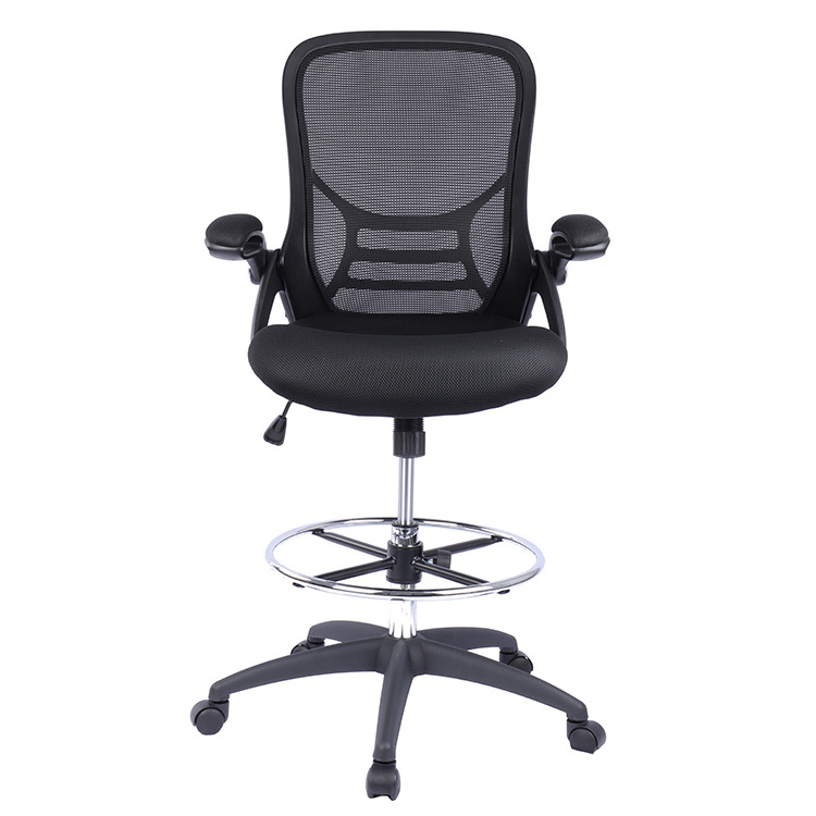 Drafting Chair Tall Office Chair Standing Desk Stool with Adjustable Footring Mesh High-Back Drafting Table Chair