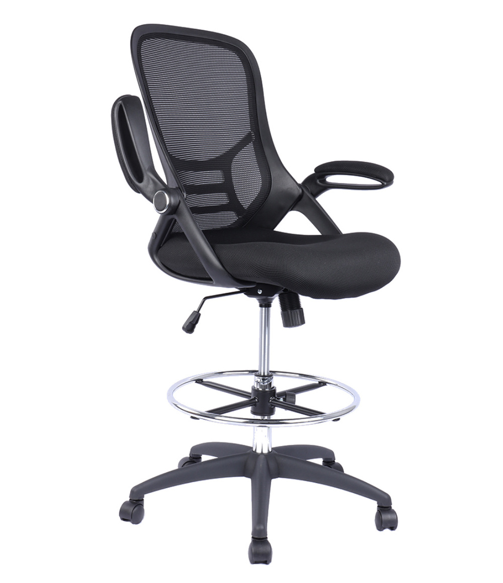 Drafting Chair Tall Office Chair Standing Desk Stool with Adjustable Footring Mesh High-Back Drafting Table Chair