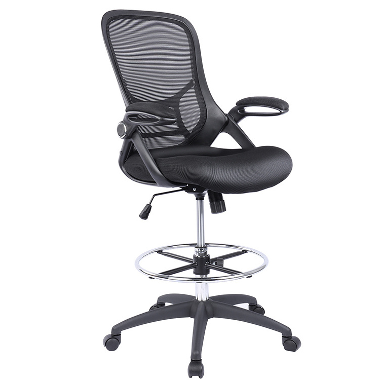 Drafting Chair Tall Office Chair Standing Desk Stool with Adjustable Footring Mesh High-Back Drafting Table Chair