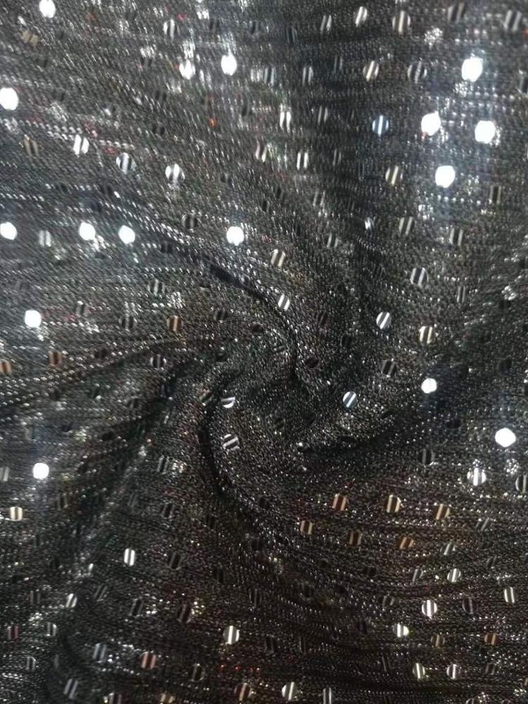 Shaoxing metallic yarn pleated polyester moonlight sequin tulle knit lurex glitter fabric with spangle