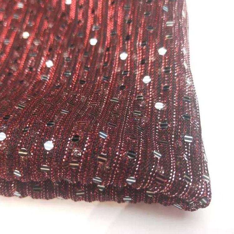 Shaoxing metallic yarn pleated polyester moonlight sequin tulle knit lurex glitter fabric with spangle