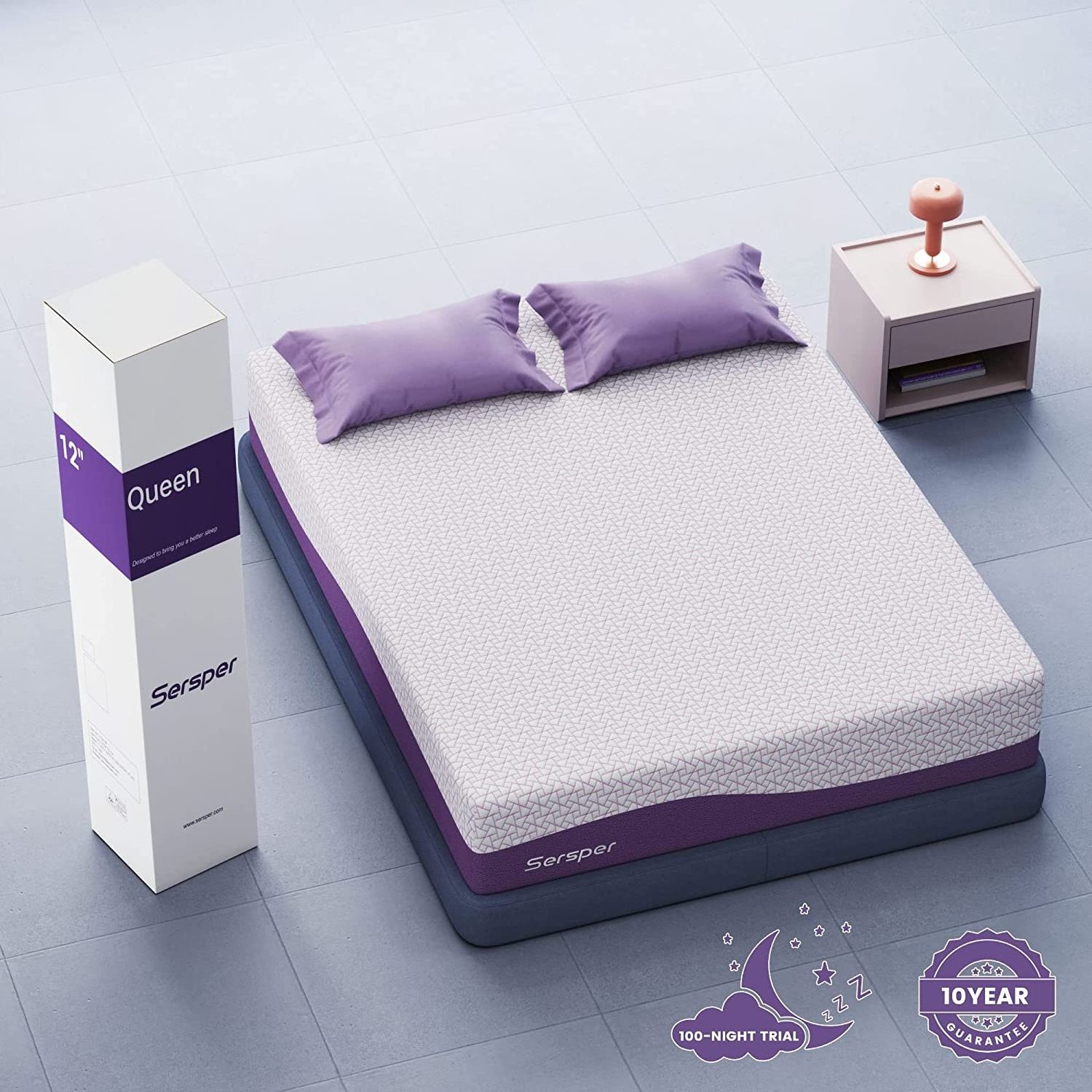 12 Inch Gel-Infused Memory Foam Queen Size Mattress in a Box, Sleep Cool Mattresses for Motion Isolation & Pressure Relief,