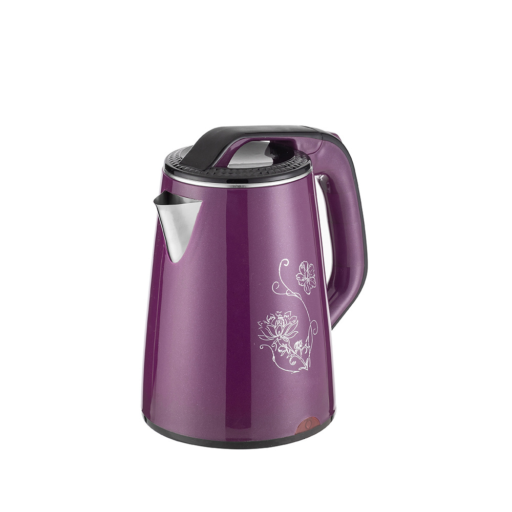 Purple Color  Travel Double Wall Stainless Steel 2.5 Liter Electric Kettle Office Water Kettle