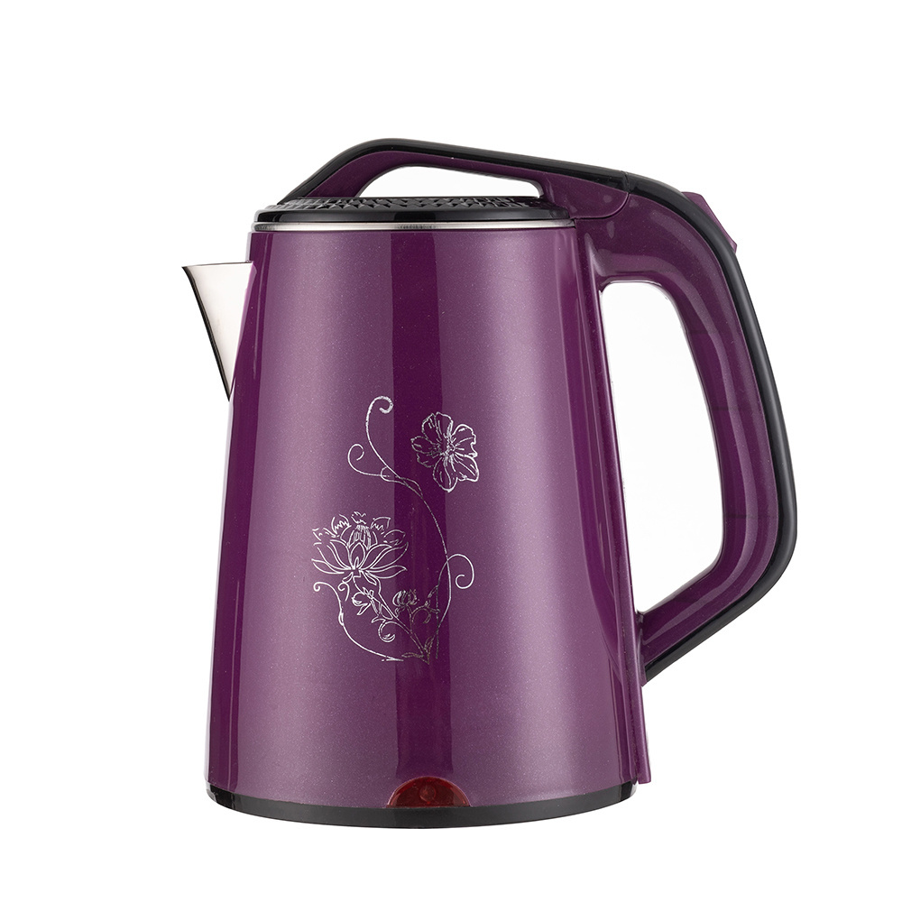 Purple Color  Travel Double Wall Stainless Steel 2.5 Liter Electric Kettle Office Water Kettle