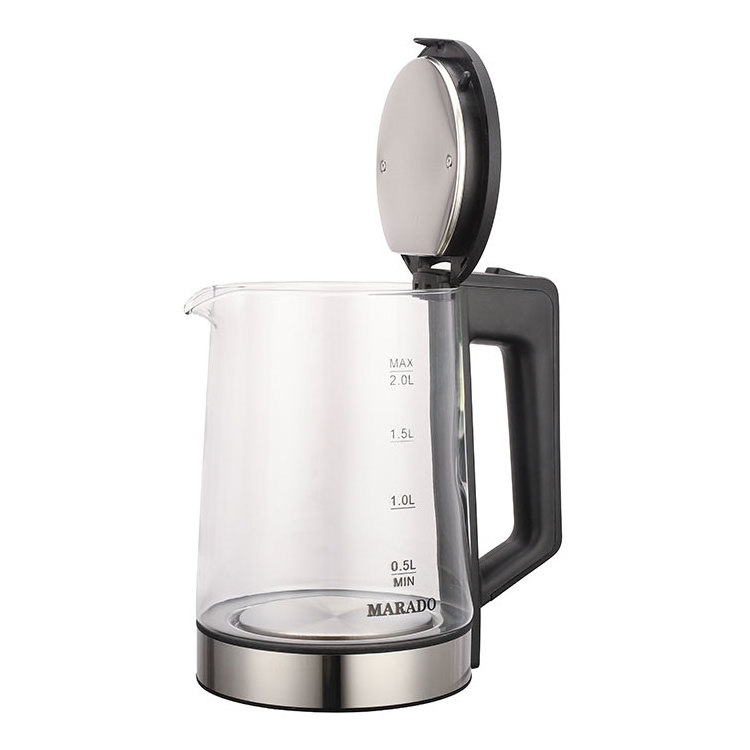 Hot selling 2.0L travel  electric glass kettle hot water fast tea maker with LED light