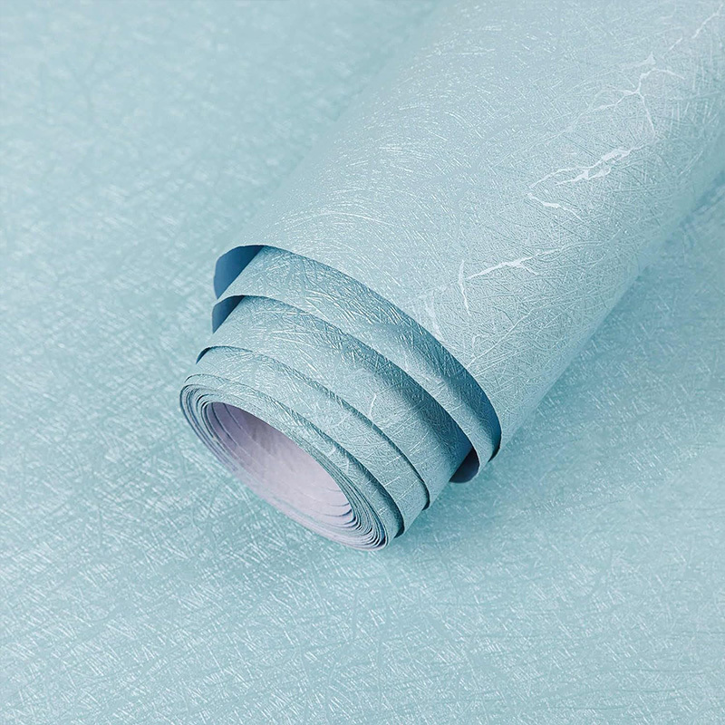 Light blue silk embossed peel and stick paper removable 3D PVC contact wallpaper rolls home decoration for walls conuntertop