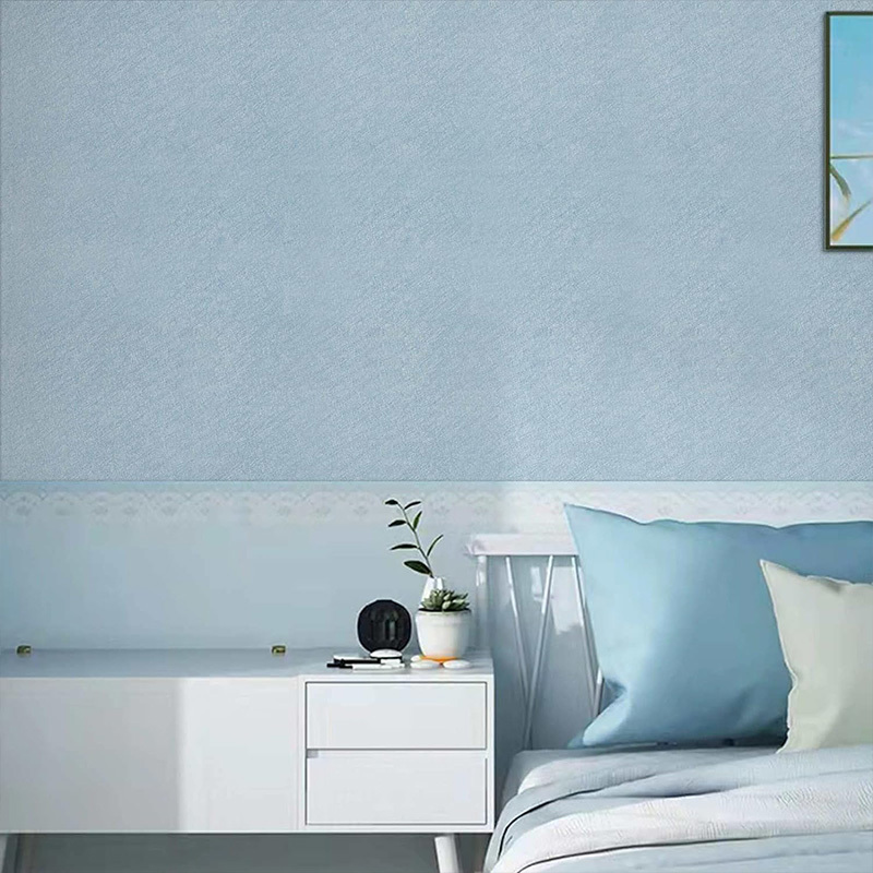 Light blue silk embossed peel and stick paper removable 3D PVC contact wallpaper rolls home decoration for walls conuntertop