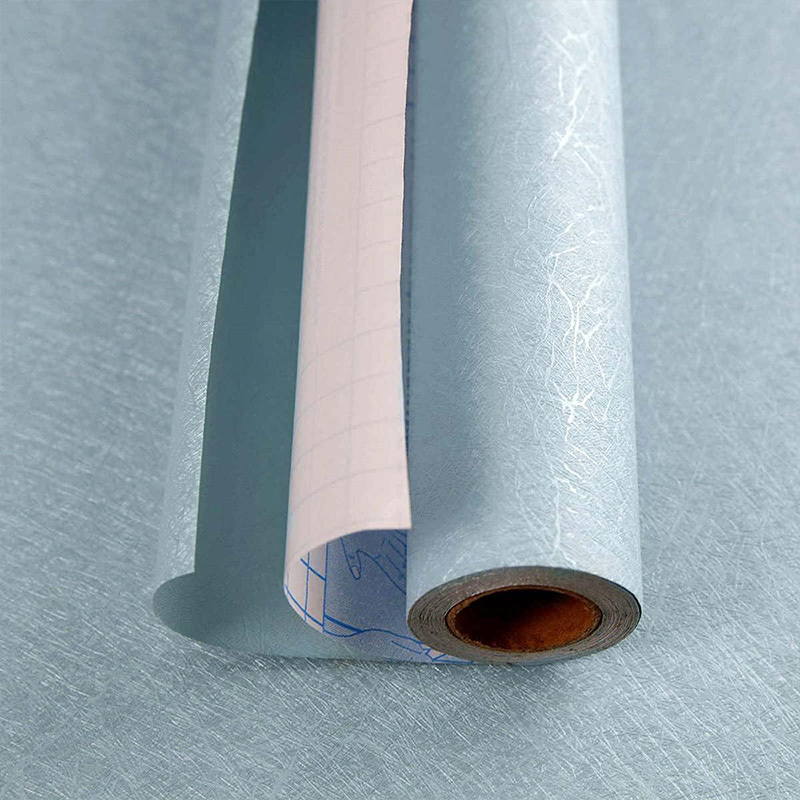 Light blue silk embossed peel and stick paper removable 3D PVC contact wallpaper rolls home decoration for walls conuntertop