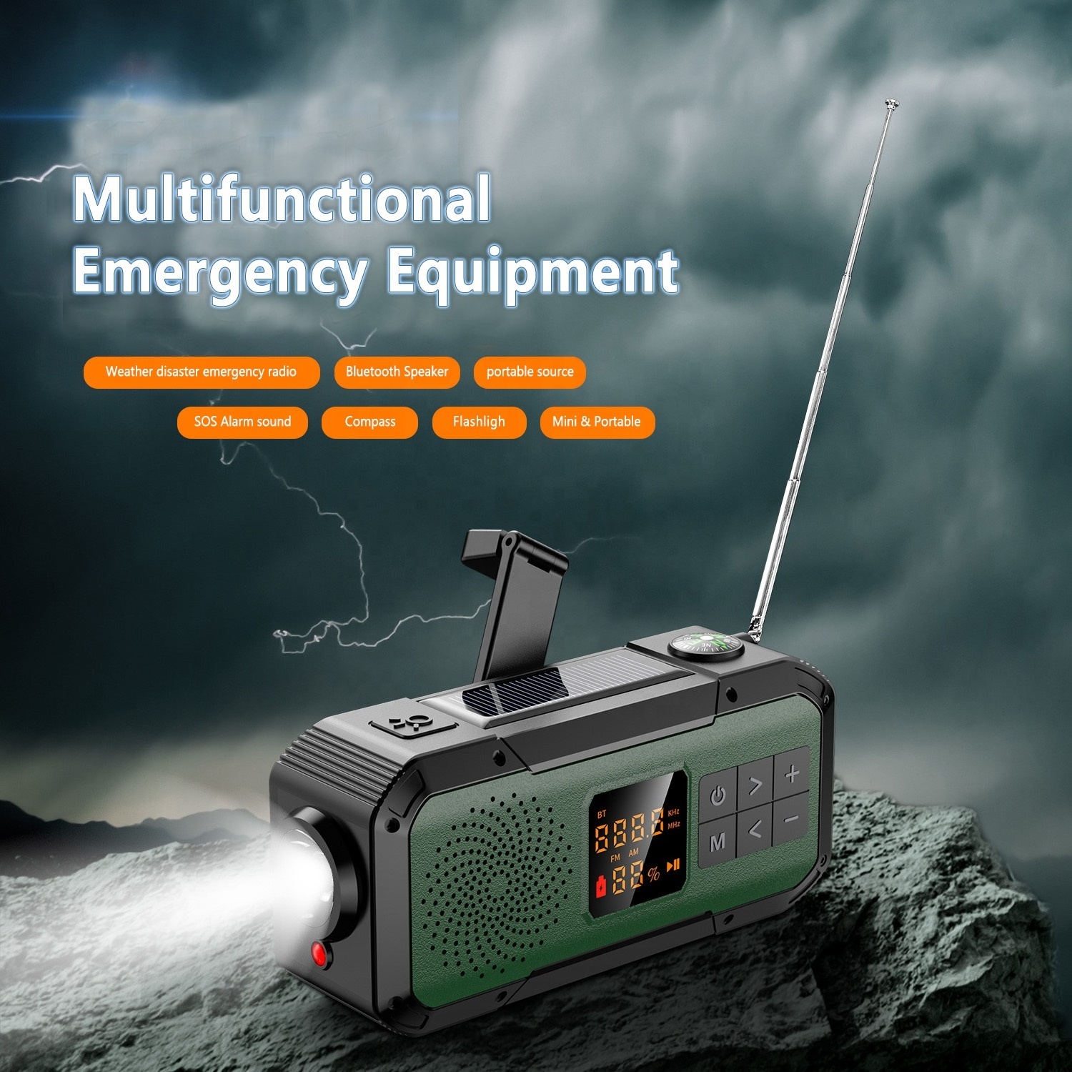 Waterproof Emergency Abbree Ipx5 Am Fm Radio Flashlight Solar Radio Portable Am/fm/noaa Weather Radio