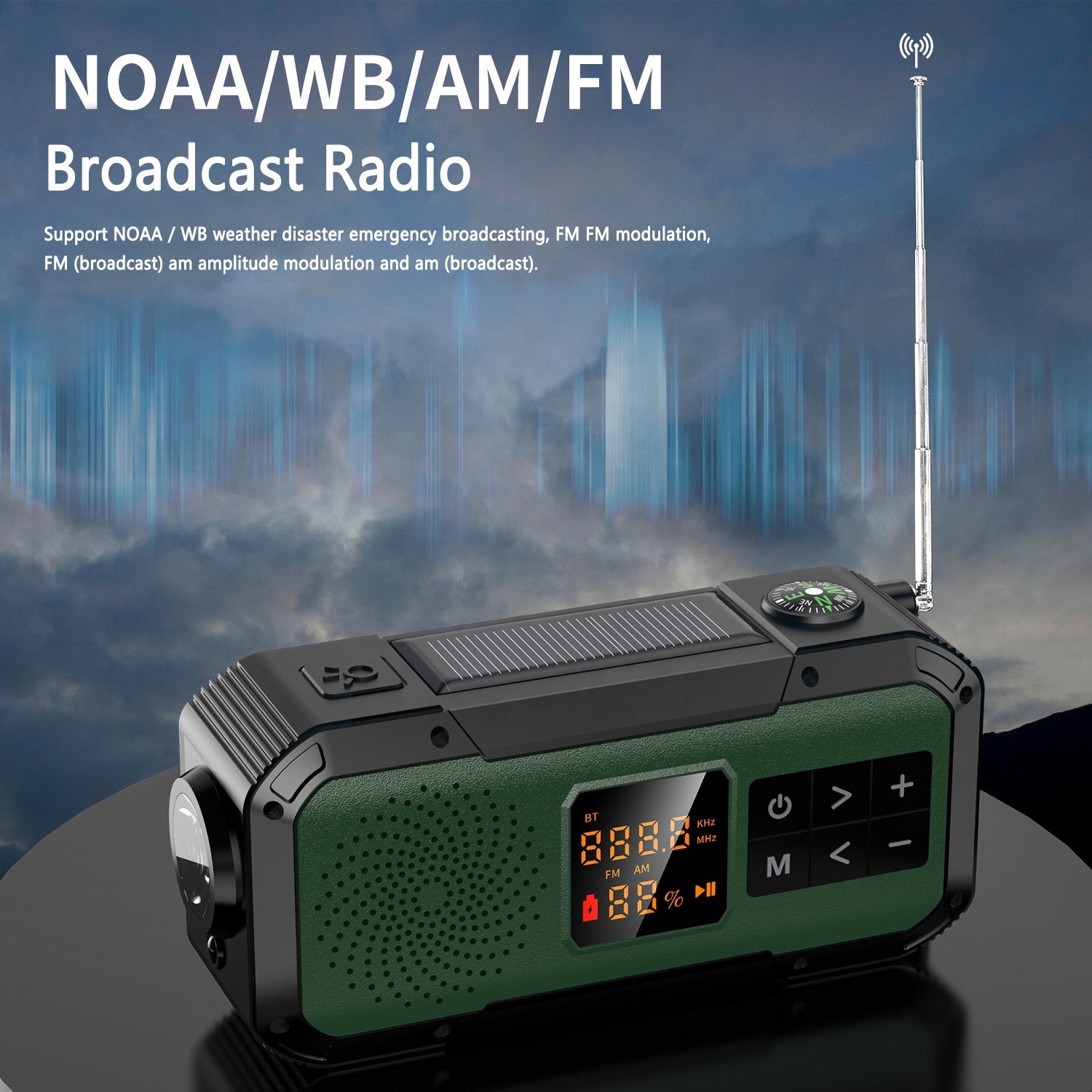 Waterproof Emergency Abbree Ipx5 Am Fm Radio Flashlight Solar Radio Portable Am/fm/noaa Weather Radio