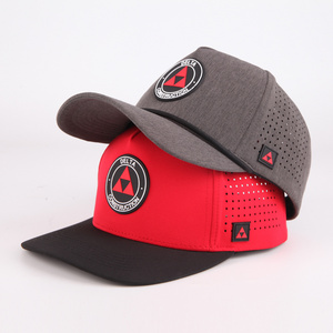 OEM Custom 5 Panel Rubber Pvc Logo Rope Baseball Cap,Waterproof Laser Cut Hole Perforated Hat,Performance Sports Dad Hat