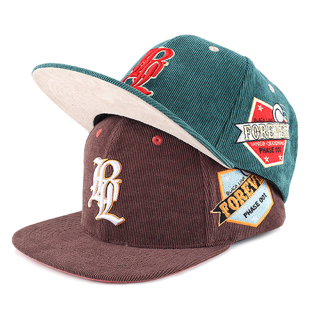 custom mens embroidery 5 panel snapback corduroy caps hats