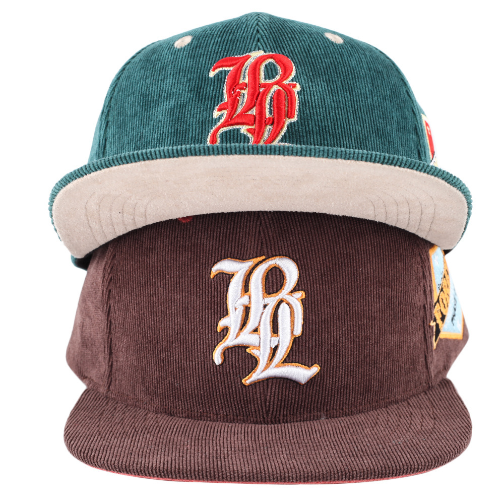 custom mens embroidery 5 panel snapback corduroy caps hats