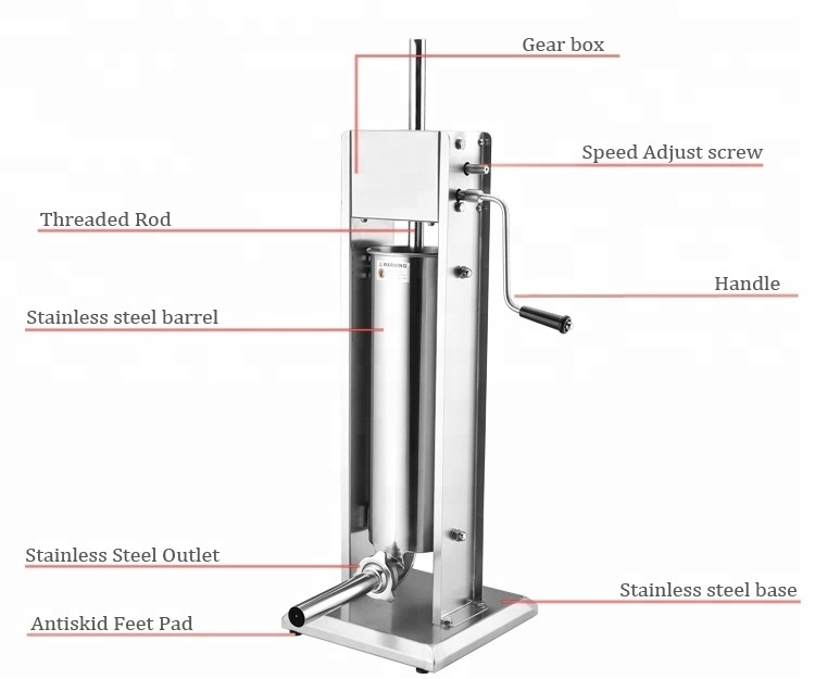 7L stainless steel Vertical manual sausage stuffer