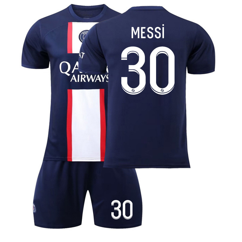 Custom logo number messi argentina jersey football kids original 2022 blue and white soccer uniforms