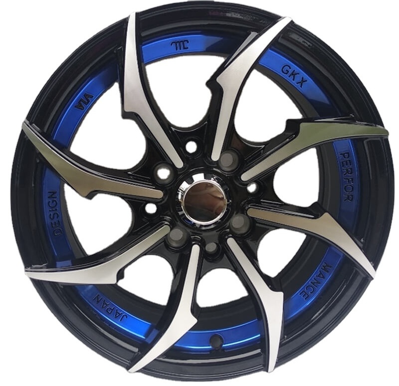 #1016 14 inch wheels 4holes Passenger car wheels rims alloy 4*100 4*110 4*114.3 red blue shining undercut rims