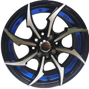 #1016 14 inch wheels 4holes Passenger car wheels rims alloy 4*100 4*110 4*114.3 red blue shining undercut rims