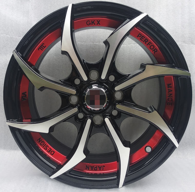 #1016 14 inch wheels 4holes Passenger car wheels rims alloy 4*100 4*110 4*114.3 red blue shining undercut rims