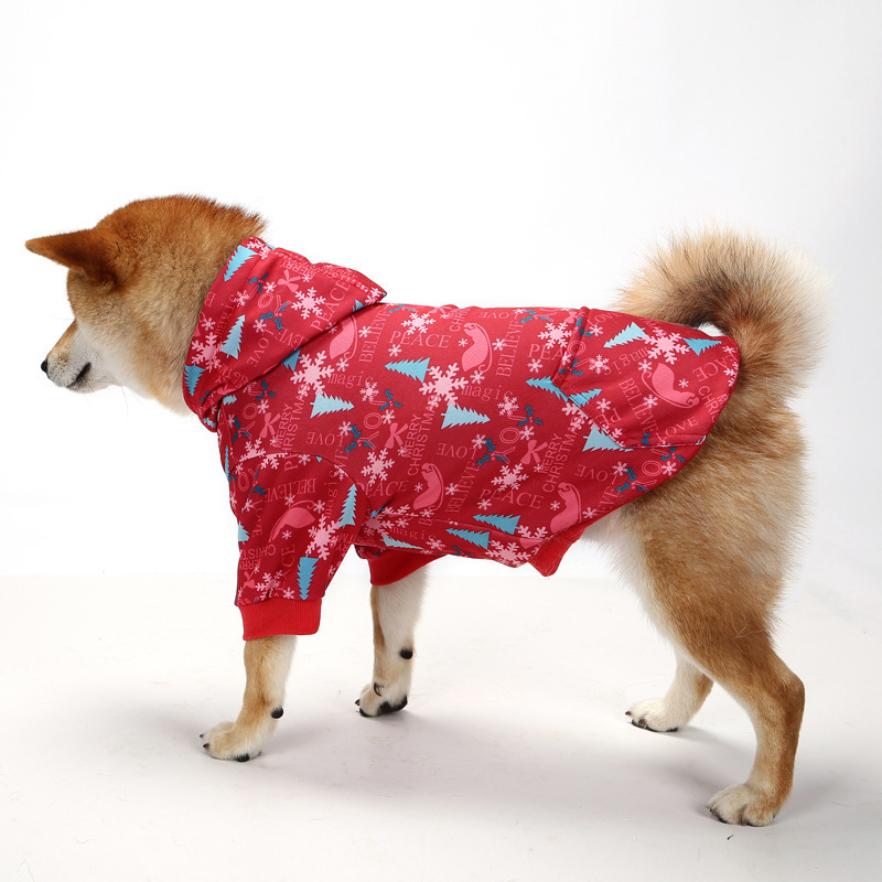 Wholesale Christmas Plaid Dog Hoodie Soft Warm Pet Clothes Large Dog Sweatshirt For Big Dogs