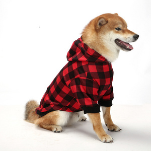 Wholesale Christmas Plaid Dog Hoodie Soft Warm Pet Clothes Large Dog Sweatshirt For Big Dogs