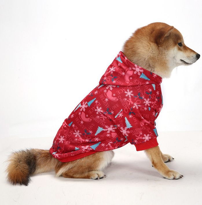 Wholesale Christmas Plaid Dog Hoodie Soft Warm Pet Clothes Large Dog Sweatshirt For Big Dogs