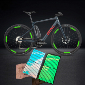 New arrival early warning luminous green pvc bicycle wheel hub reflective adhesive stickers for bike