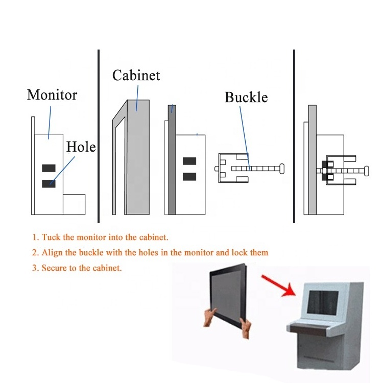 IP65 Protection 10.4 inch Touch Monitor USB Square Monitor With Wall Mount For Linux Win10 DVI VGA BNC AV TV