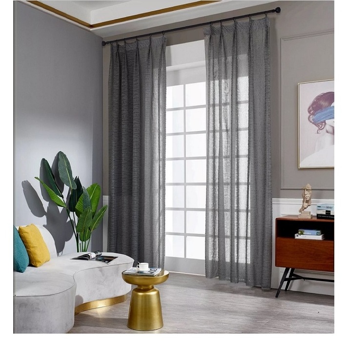 Turkish good quality elegant grey curtain fabric jacquard tulle ready made sheer curtain