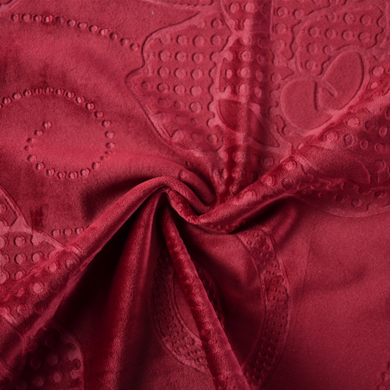 Classic Red Velour Fabric 3D Embossed Holland Velvet Upholstery Fabric