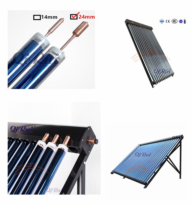 Rooftop Heat Pipe Solar Thermal Panel Glass Evacuated Tube Pressurized Solar Collector with Solar Keymark EN12975 certificate