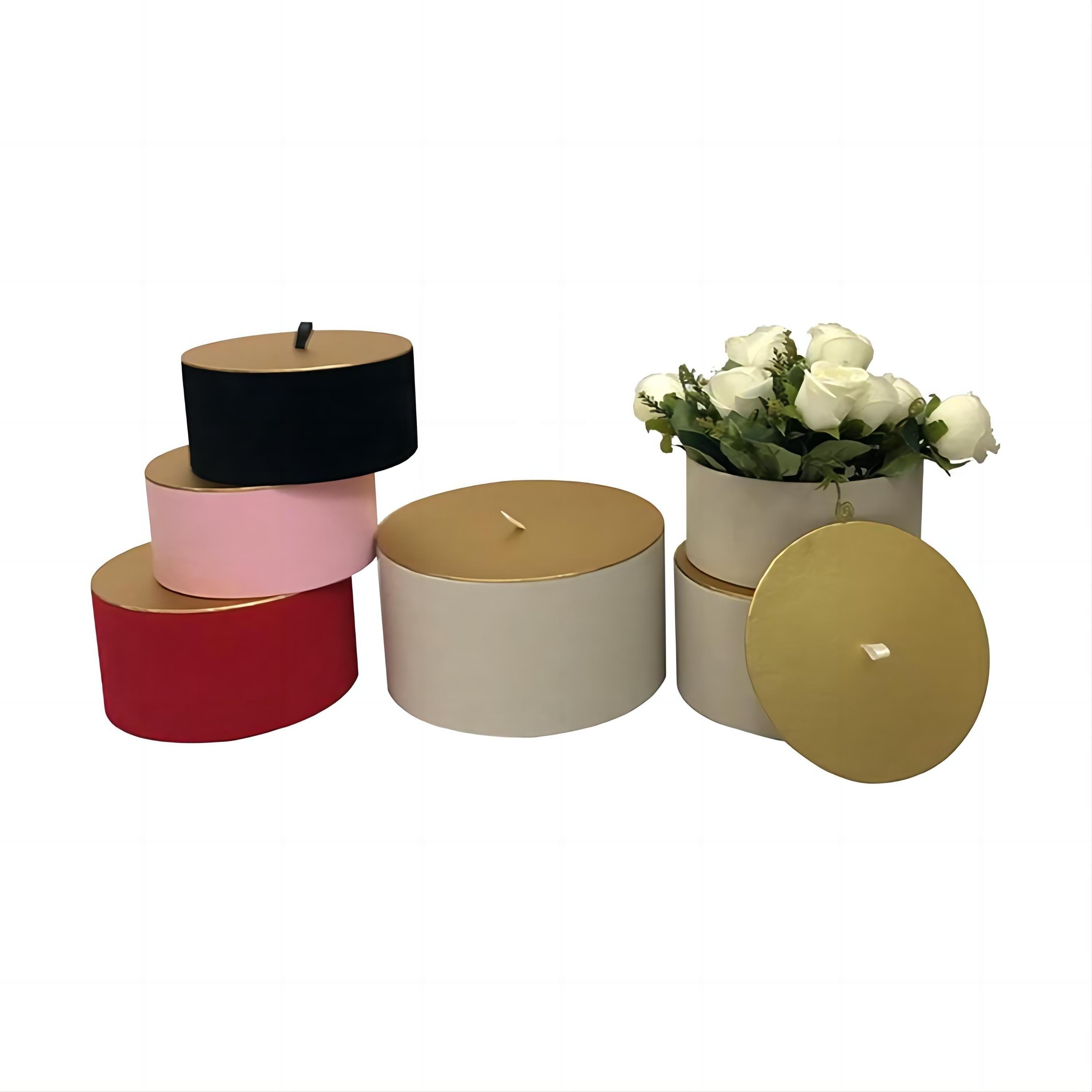 Round Cylinder Floral Boxes Kraft Tube Packaging Velvet Box For Wedding Invitation