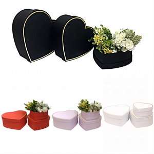 OEM  Hot Gold Thread Color Tint Cloth Heart-Shaped Three-Piece Set Of High-Grade Flower Gift Box Heart-Shaped Hand Gift Box