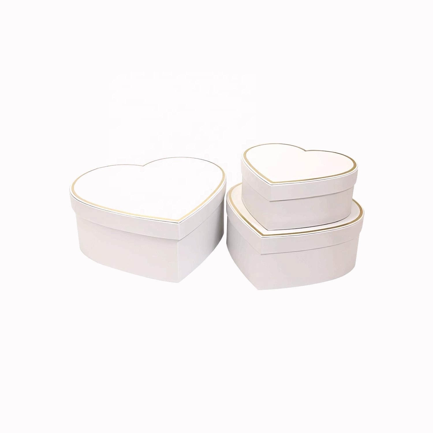 OEM  Hot Gold Thread Color Tint Cloth Heart-Shaped Three-Piece Set Of High-Grade Flower Gift Box Heart-Shaped Hand Gift Box