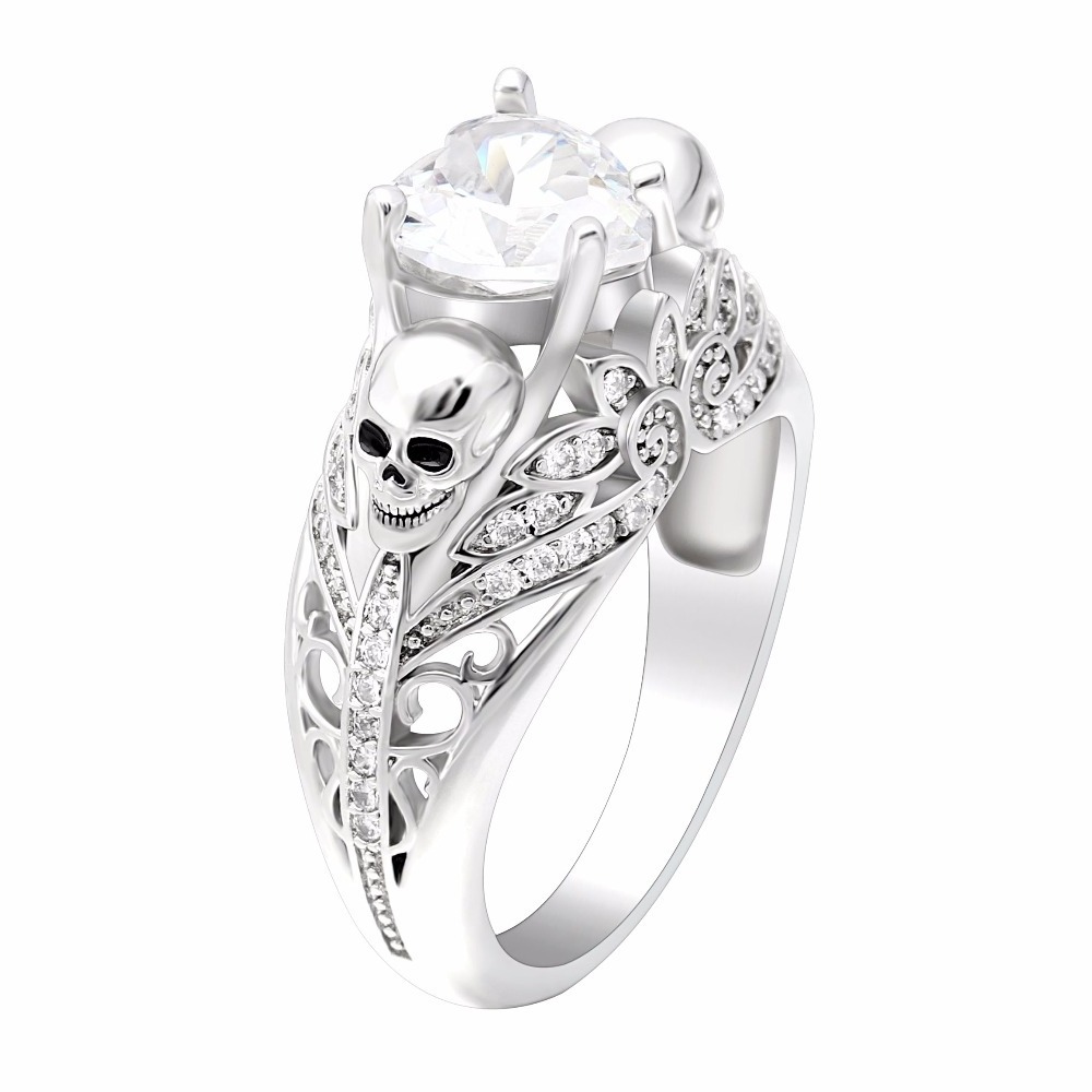 Simple Skull Ring blue diamond ring unisex fashion jewelry wedding ring wholesale