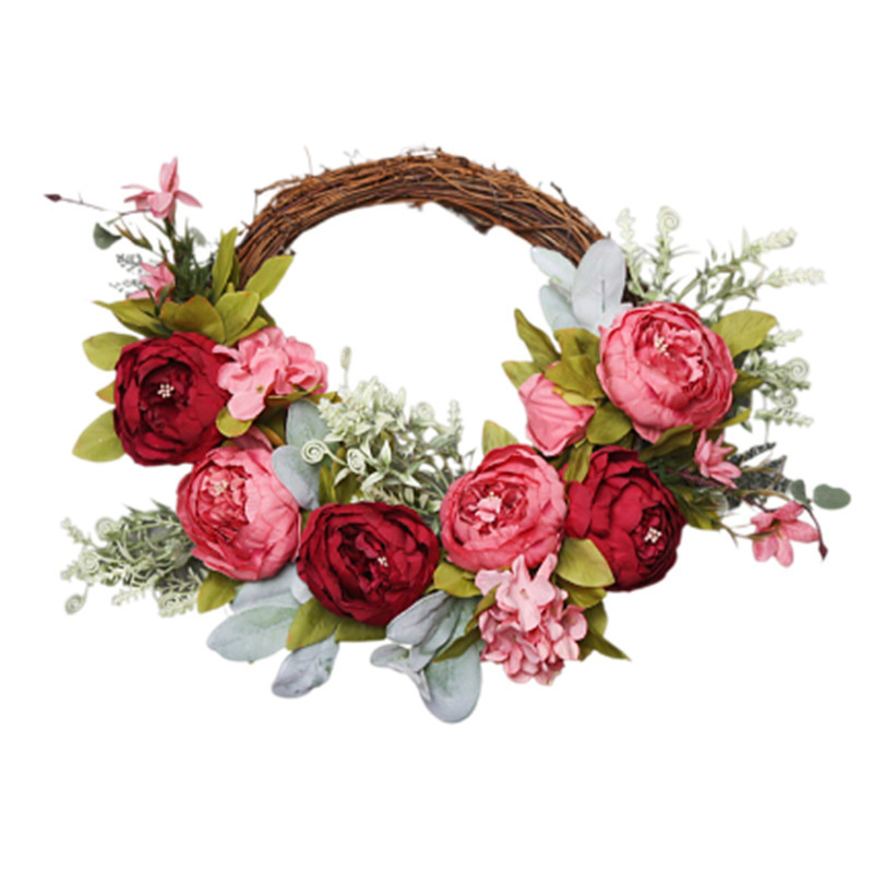 Natural Rattan Circle Simulation Garland Wedding Flower Wreath Floral Arrangement Nordic Home Front Door Wall Hanging Decor