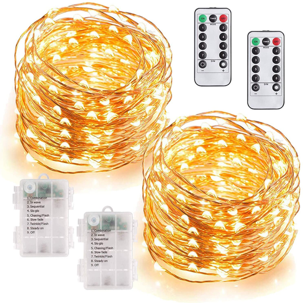 LED Fairy Copper String Wire Mini Firefly Twinkle Lights Battery Powered Operated with Timer for Bedroom Christmas Wedding Party